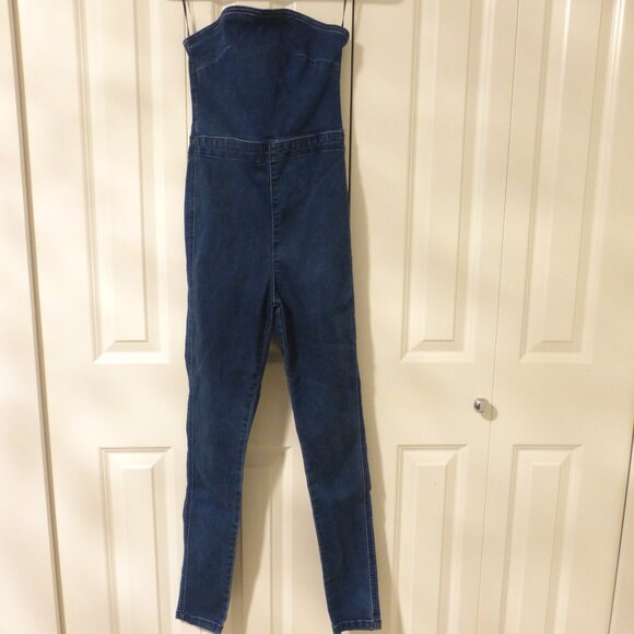 FOREVER 21 strapless tube dark wash denim jumpsuit - Picture 1 of 12